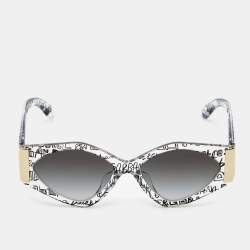 Pre Owned Dolce & Gabbana Grey Gradient DG4396 Graffiti Oval Sunglasses