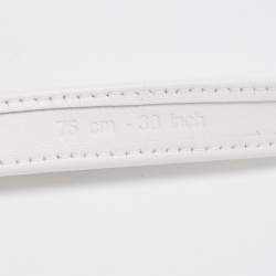 Pre Owned Dolce & Gabbana White/Brown Leaopard Print Calfhair and Leather Logo Plague Slim Belt 75CM