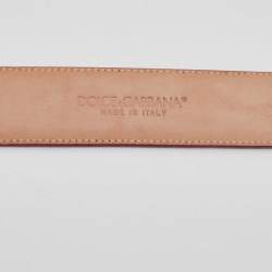 Dolce & Gabbana Fuschia Eel Logo Plaque Belt Size 85 CM