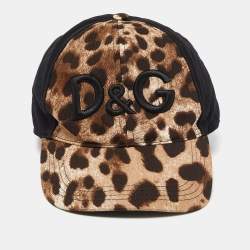 Pre Owned Dolce & Gabbana Logo Embroidered Leopard Print Cotton Blend Baseball Cap Size 57