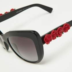 Pre Owned Dolce & Gabbana Black/Grey Gradient DG4252 Roses Cat-Eye Sunglasses