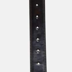 Pre Owned Dolce & Gabbana Black Patent Leather DG Buckler Belt 80CM
