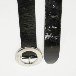 Pre Owned Dolce & Gabbana Black Patent Leather Buckle Belt 95 CM