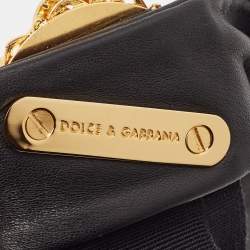 Pre Owned Dolce & Gabbana Black Leather Embellished Wrap Around Waist Belt L 