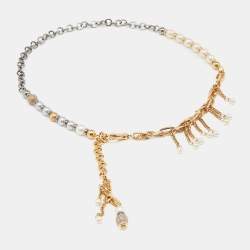 Dolce & Gabbana Faux Pearl Agate Two Tone Belt