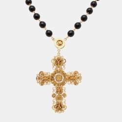 Dolce & Gabbana Filigree Crystal Beads Gold Tone Necklace