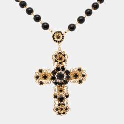 Dolce & Gabbana Filigree Crystal Beads Gold Tone Necklace