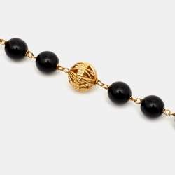 Dolce & Gabbana Filigree Crystal Beads Gold Tone Necklace