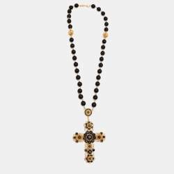 Dolce & Gabbana Filigree Crystal Beads Gold Tone Necklace