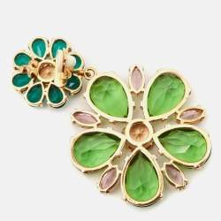 Pre Owned Dolce & Gabbana Crystals Gold Tone Earrings
