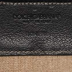 Pre Owned Dolce & Gabbana Beige/Black Elastic and Leather Double Buckle Wide Belt 75CM