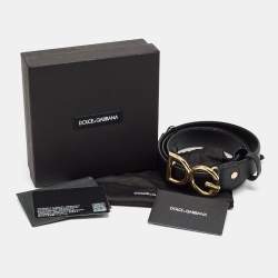 Dolce & Gabbana Black Leather DG Logo Buckle Belt 115 CM