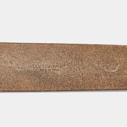 Dolce & Gabbana Grey Leather Sagipter Waist Belt 80CM