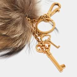 Dolce & Gabbana Beige Fox Fur & Keys Charm Keychain & Bag Charm