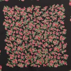 Pre Owned Dolce & Gabbana Black/Pink Roses Print Silk Square Scarf