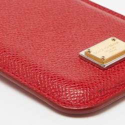Pre Owned Dolce & Gabbana Red Leather iPhone 4G Case