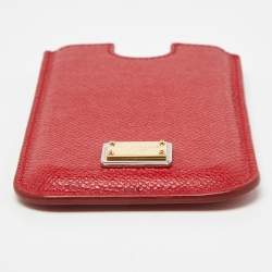 Pre Owned Dolce & Gabbana Red Leather iPhone 4G Case