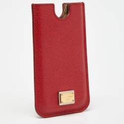 Pre Owned Dolce & Gabbana Red Leather iPhone 4G Case