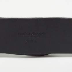Pre Owned Dolce & Gabbana Black Leather Chain Ring Detail Waist Belt 85CM