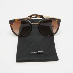 Pre Owned Dolce & Gabbana Tortoise Brown Gradient DG4268 Round Sunglasses