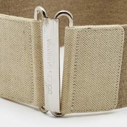 Pre Owned Dolce & Gabbana Beige Canvas and Elastic Wide Waist Belt
