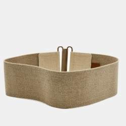 Pre Owned Dolce & Gabbana Beige Canvas and Elastic Wide Waist Belt