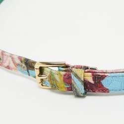 Dolce & Gabbana Multicolor Floral Print Fabric Slim Buckle Belt 80CM