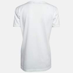 Pre Owned Dolce & Gabbana White Logo Print Cotton Jersey T-Shirt S