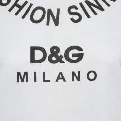 Pre Owned Dolce & Gabbana White Logo Print Cotton Jersey T-Shirt S
