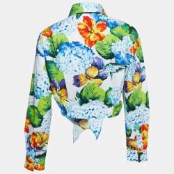 Pre Owned Dolce & Gabbana Multicolor Floral Print Cotton Tie-Up Crop Shirt S