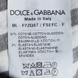 Dolce & Gabbana Black/White Striped Cotton Odd-Shoulder Crop Top S