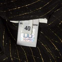 Pre Owned D&G Black/Gold Lurex Stripe Velvet Trim Sheer Shirt S