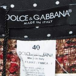 Pre Owned Dolce & Gabbana Brown Tweed Flared Trousers S