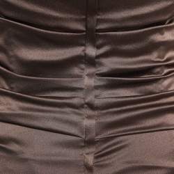 Pre Owned Dolce & Gabbana Brown Satin Ruched Mini Dress M