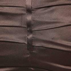 Pre Owned Dolce & Gabbana Brown Satin Ruched Mini Dress M