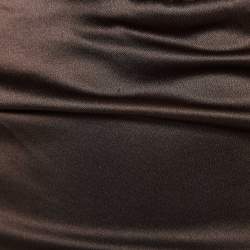 Pre Owned Dolce & Gabbana Brown Satin Ruched Mini Dress M