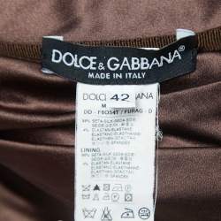 Pre Owned Dolce & Gabbana Brown Satin Ruched Mini Dress M