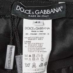 Pre Owned Dolce & Gabbana Green Animal Print Silk Ruched Strapless Gown M