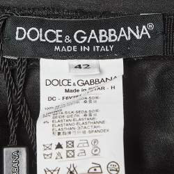 Pre Owned Dolce & Gabbana Green Animal Print Silk Ruched Strapless Gown M