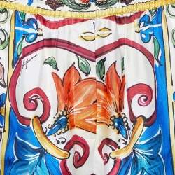 Pre Owned Dolce & Gabbana Multicolor Majolica Print Silk Shorts M