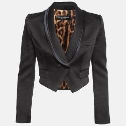 Pre Owned Dolce & Gabbana Black Textured Crepe Crop Blazer S