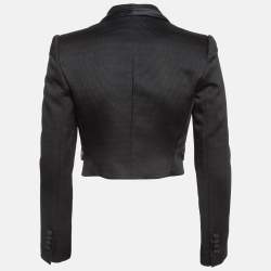 Pre Owned Dolce & Gabbana Black Textured Crepe Crop Blazer S