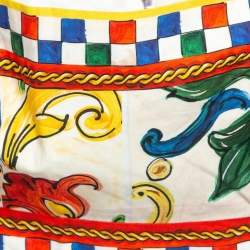 Pre Owned Dolce & Gabbana Multicolor Majolica Print Cotton Crop Top XS