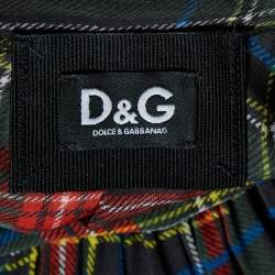 Pre Owned D&G Multicolor Plaid Silk Ruffled Maxi Dress M