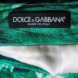 Pre Owned Dolce & Gabbana Green Tropical Print Silk & Cotton Short Skirt XL