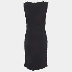 Pre Owned Dolce & Gabbana Black Lace Ruched Mid Dress M
