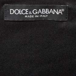 Pre Owned Dolce & Gabbana Black Lace Ruched Mid Dress M