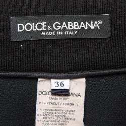 Pre Owned Dolce & Gabbana Black Logo Side Stripe Crepe Joggers XS