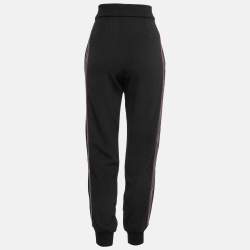 Pre Owned Dolce & Gabbana Black Logo Side Stripe Crepe Joggers XS