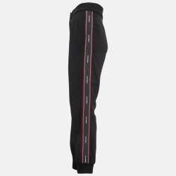 Pre Owned Dolce & Gabbana Black Logo Side Stripe Crepe Joggers XS